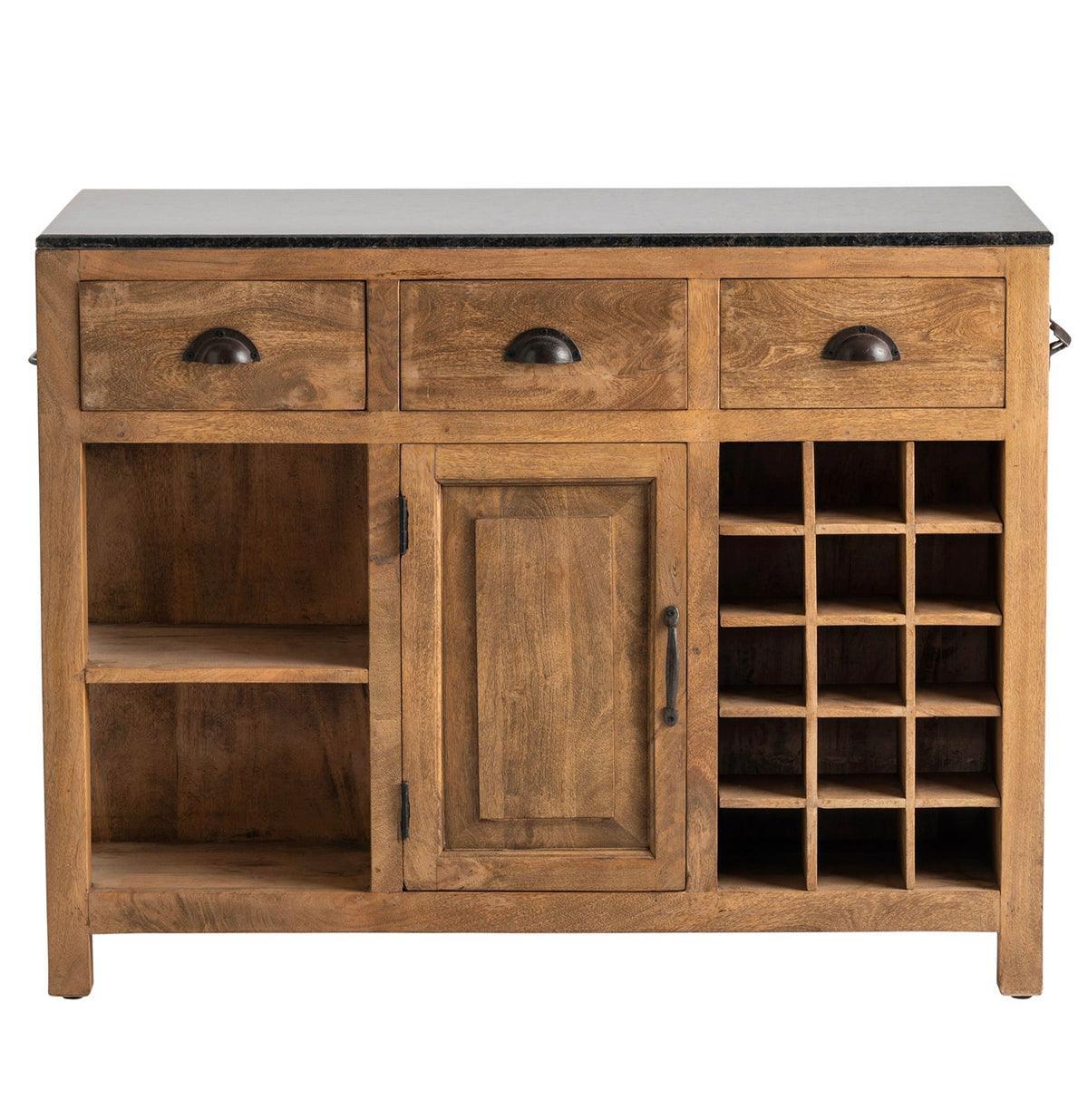 Isola da cucina in stile fattoria con piano in granito