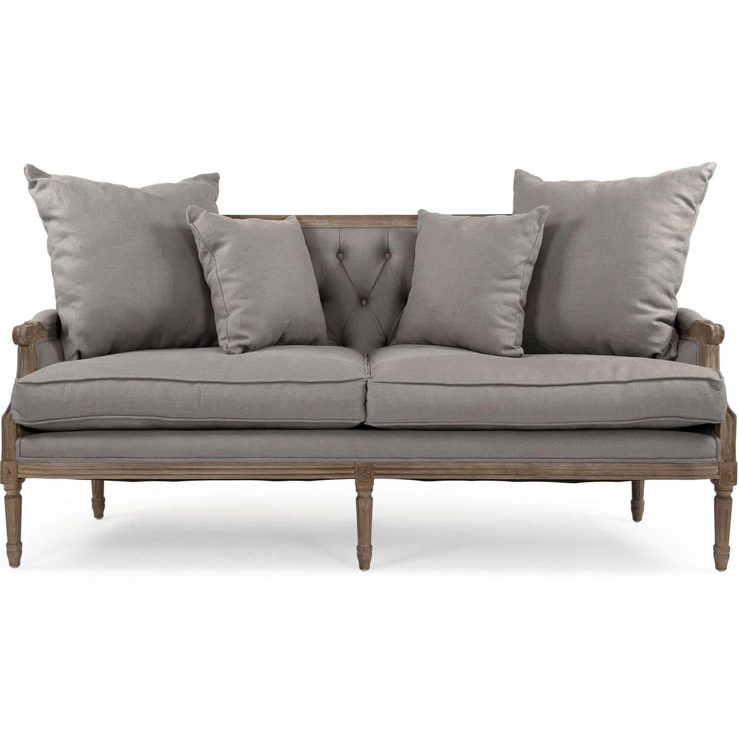 Divano capitonné Louis in lino grigio