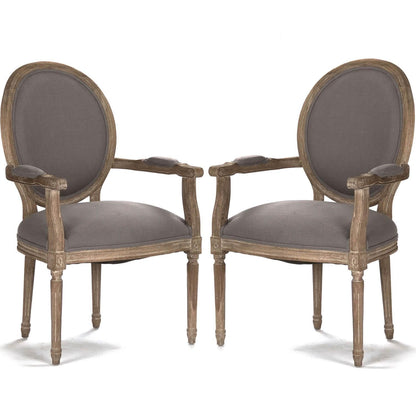 Poltrone con braccioli a medaglione in lino grigio