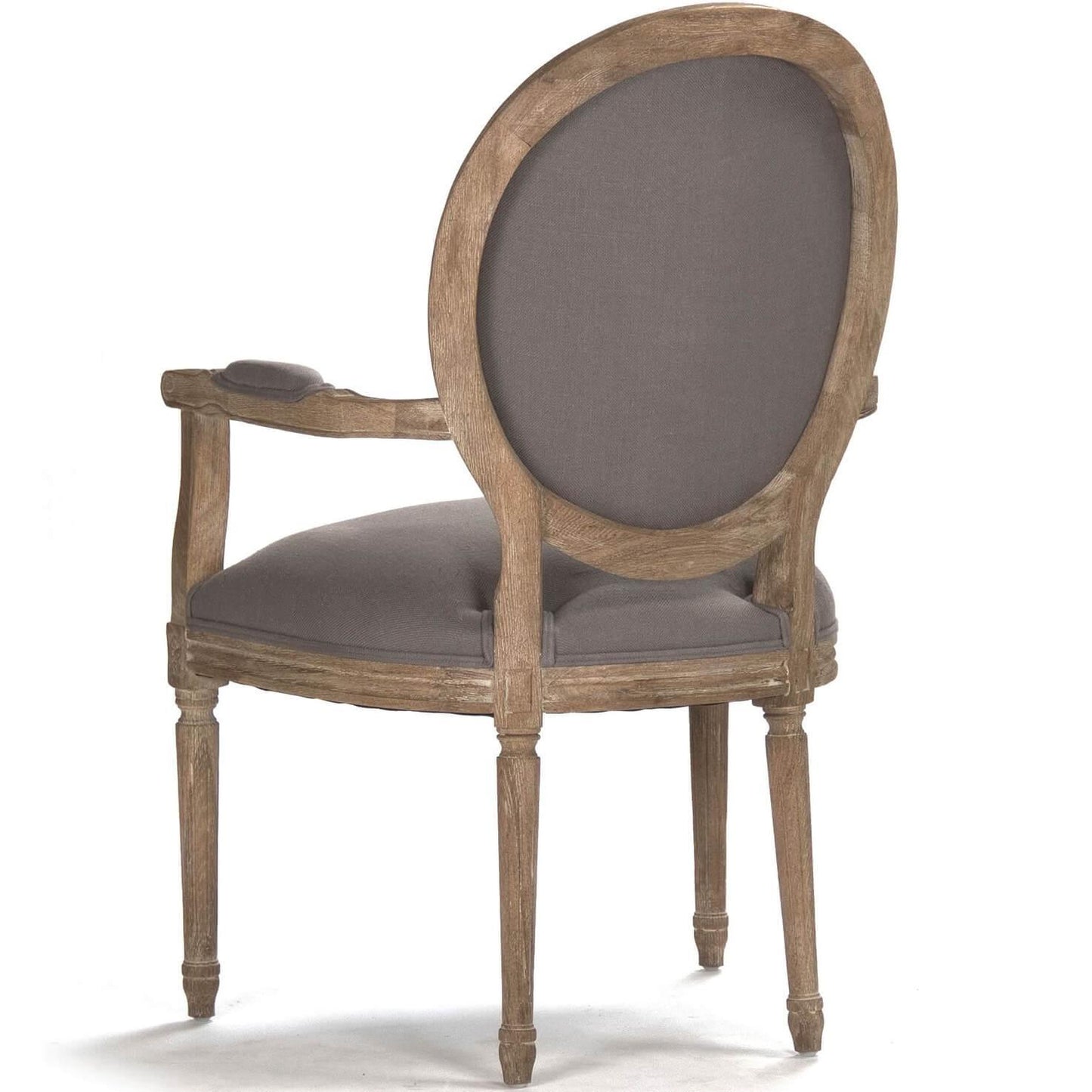 Poltrone con braccioli a medaglione in lino grigio