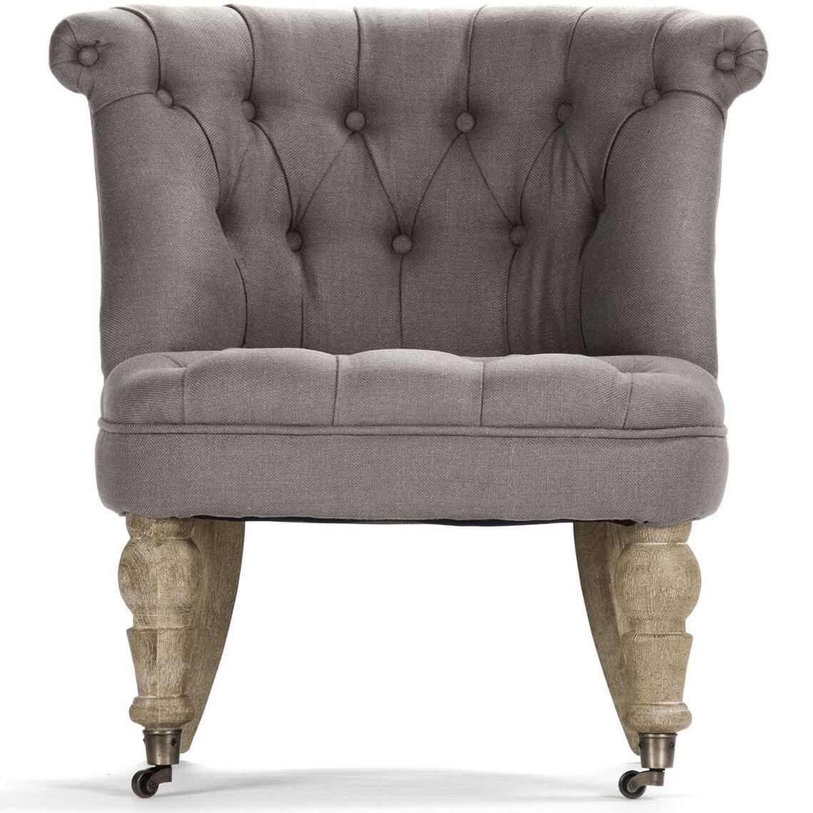 Poltrona da toeletta in lino grigio