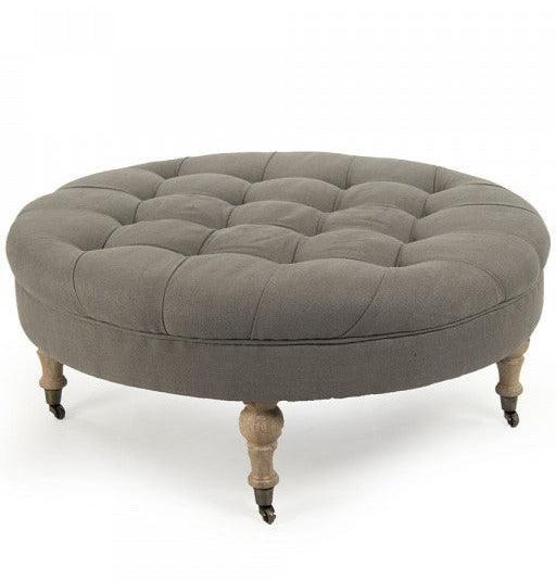 Pouf rotondo trapuntato grigio Maison