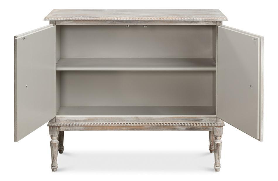 Mobiletto laterale a 2 ante in legno di tulipier di rovere grigio