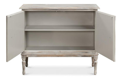 Mobiletto laterale a 2 ante in legno di tulipier di rovere grigio