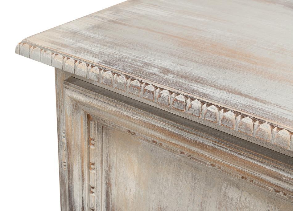 Mobiletto laterale a 2 ante in legno di tulipier di rovere grigio