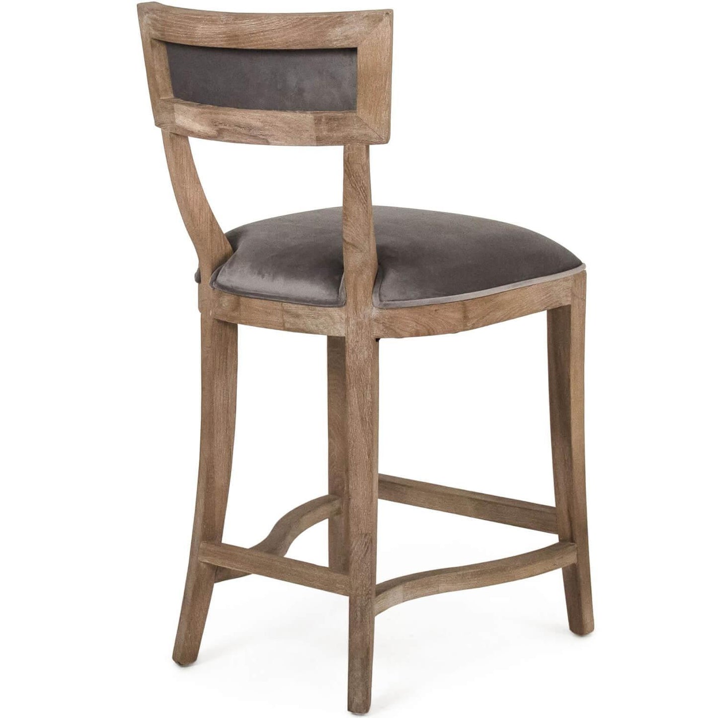 Sgabelli da bar con schienale curvo in velluto grigio