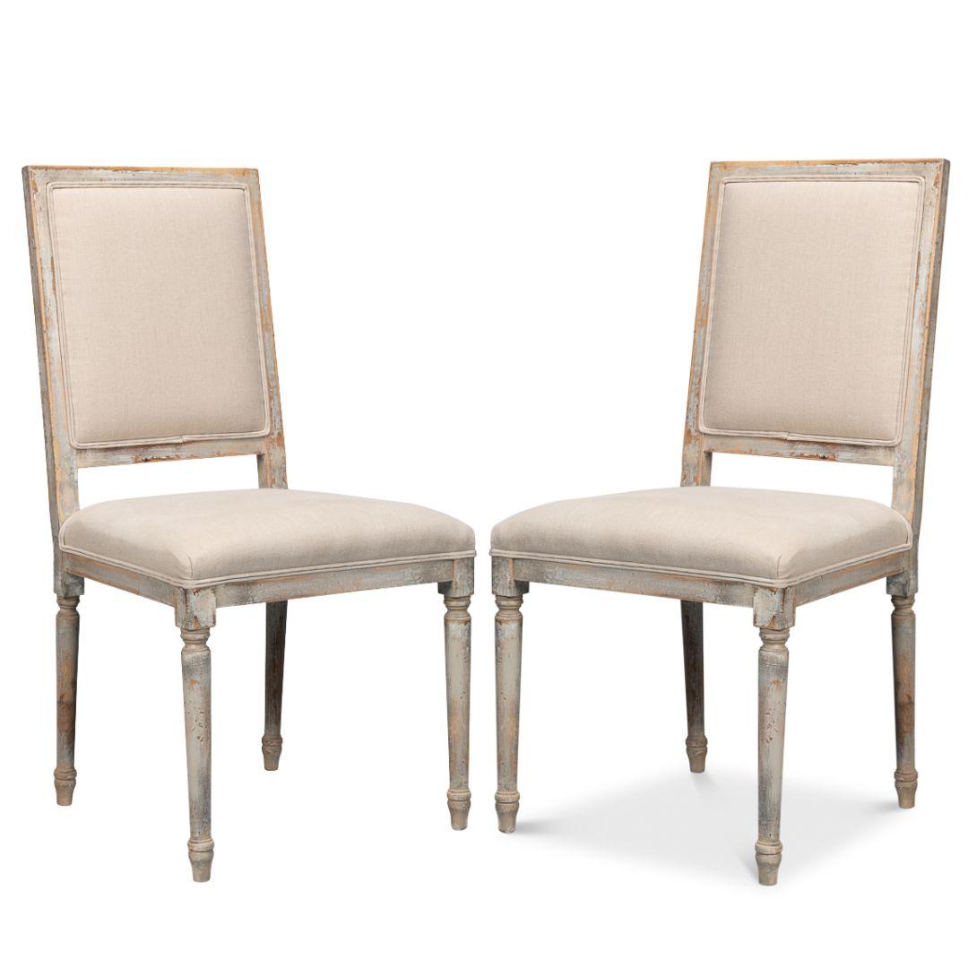 Sedie laterali Luigi XVI grigie francesi