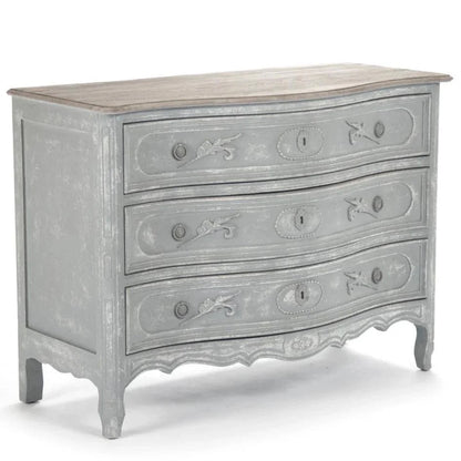 Cassettiera decorata grigia in stile fattoria francese