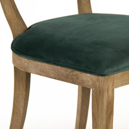 Sedie con schienale curvo in velluto verde - Coppia