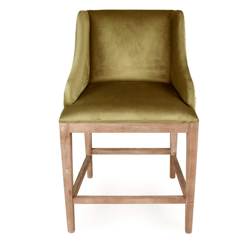 Sgabelli da bar in velluto verde con chiodi