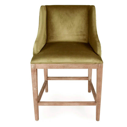 Sgabelli da bar in velluto verde con chiodi