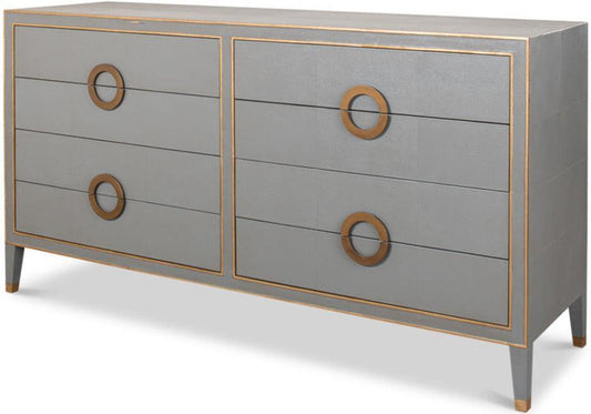 Baule Glam in pelle grigia e oro