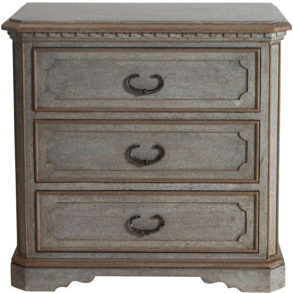 Comodino francese a 3 cassetti Maurice grigio