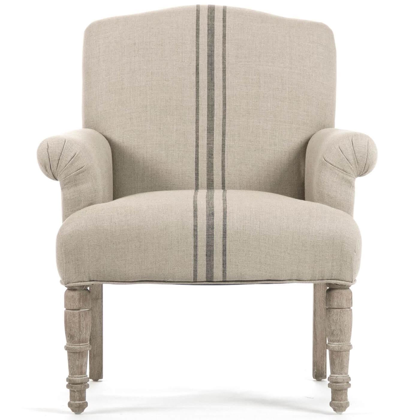 Poltrona club a righe in sacco di iuta