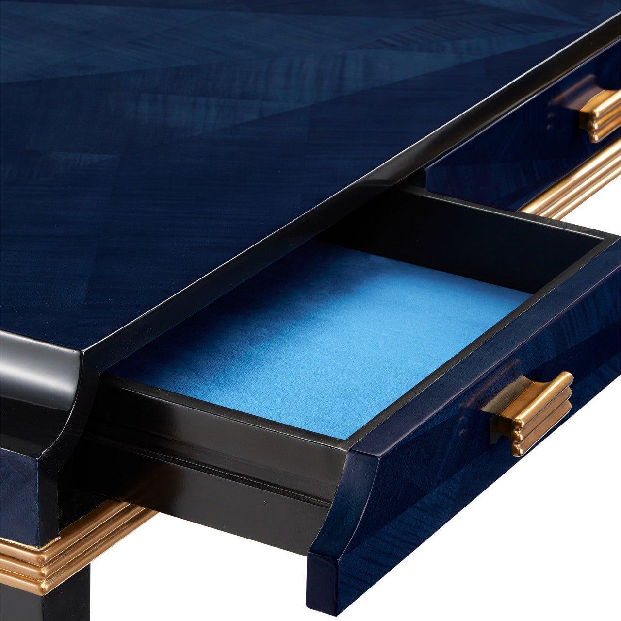 Scrivania in mogano impiallacciato blu navy