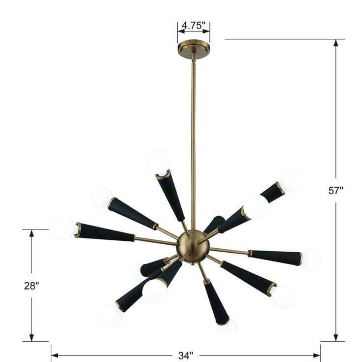 Lampadario in ottone invecchiato stile industriale Zodiac