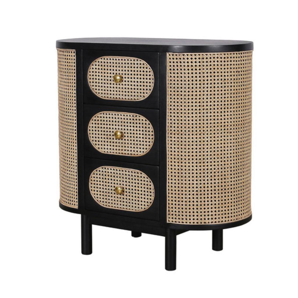 Comodino ovale nero Joelle Cane