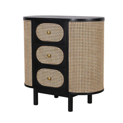 Comodino ovale nero Joelle Cane