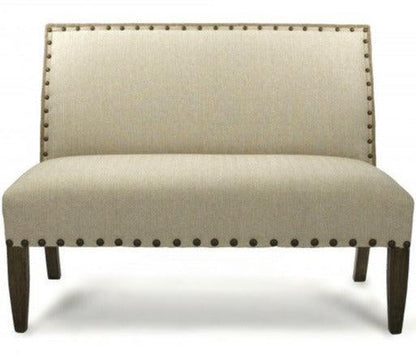 Panca contemporanea in lino con schienale in iuta