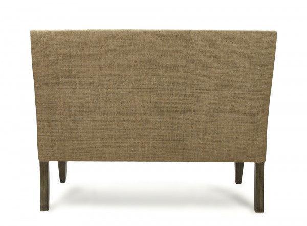 Panca contemporanea in lino con schienale in iuta