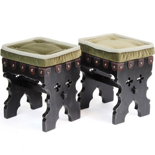 Sgabelli in pelle e velluto King Ferdinand