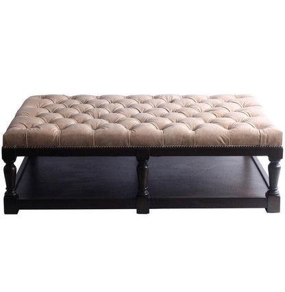 Pouf in pelle trapuntata Kingston