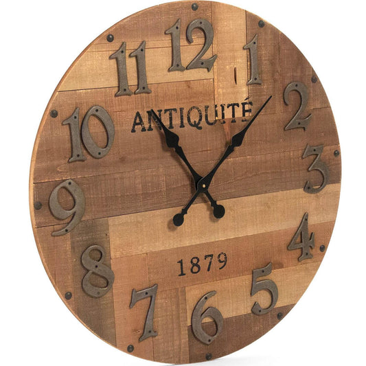 Grande orologio da parete in legno rustico