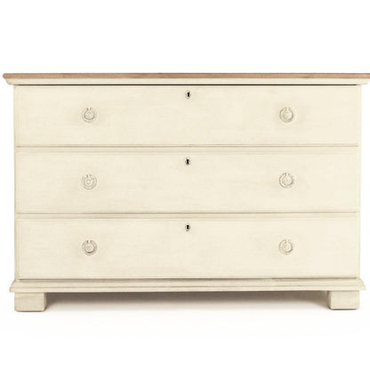 Cassapanca antica in stile fattoria con piano in legno bianco