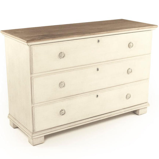 Cassapanca antica in stile fattoria con piano in legno bianco