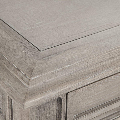 Tavolo da pranzo in rovere grigio sbiancato con cassetti