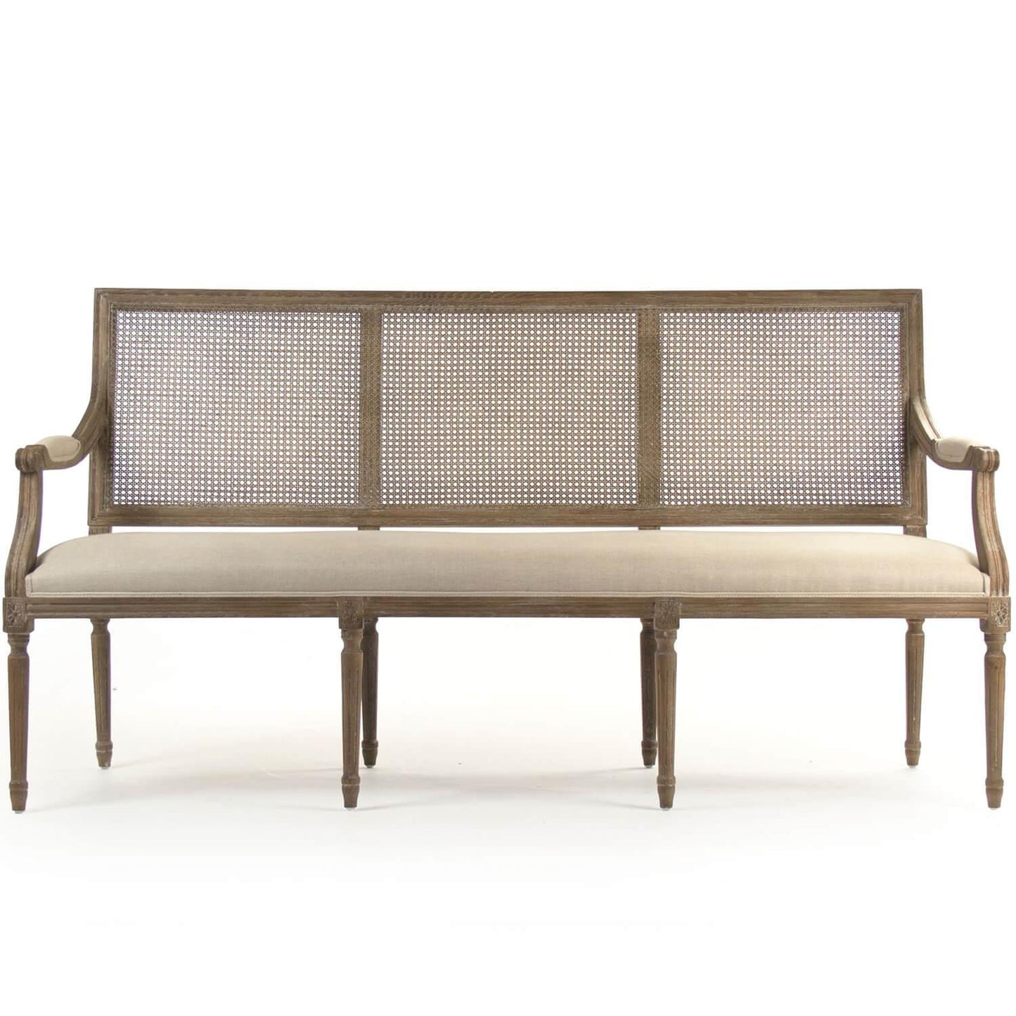 Panca con schienale in canna di Long Louis