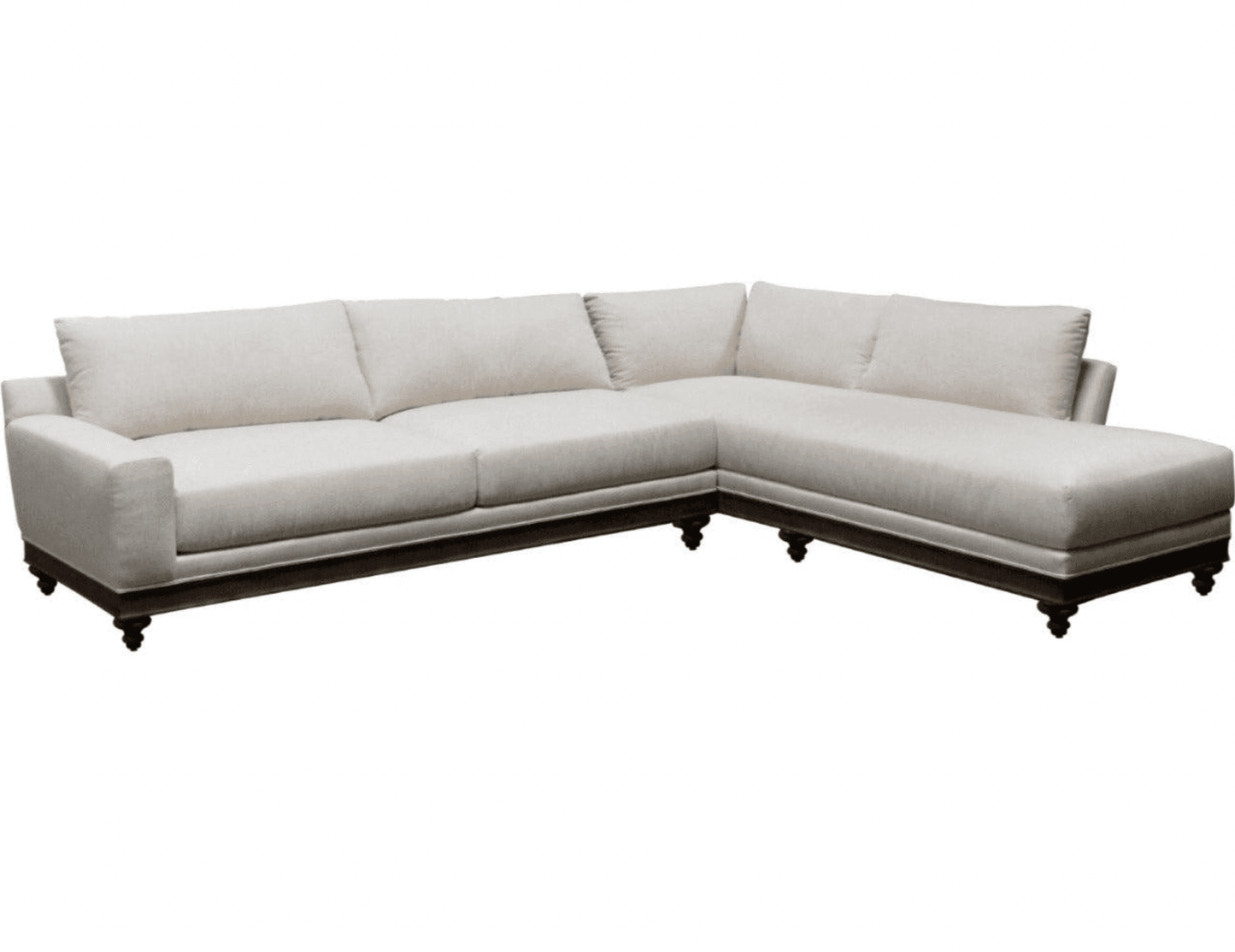 Divano componibile bianco con piattaforma in legno lungo