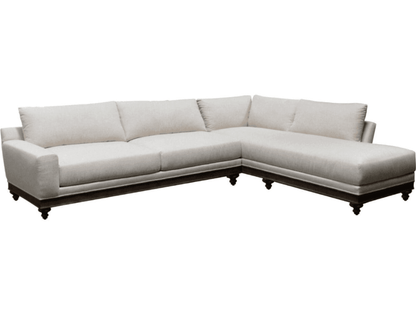 Divano componibile bianco con piattaforma in legno lungo