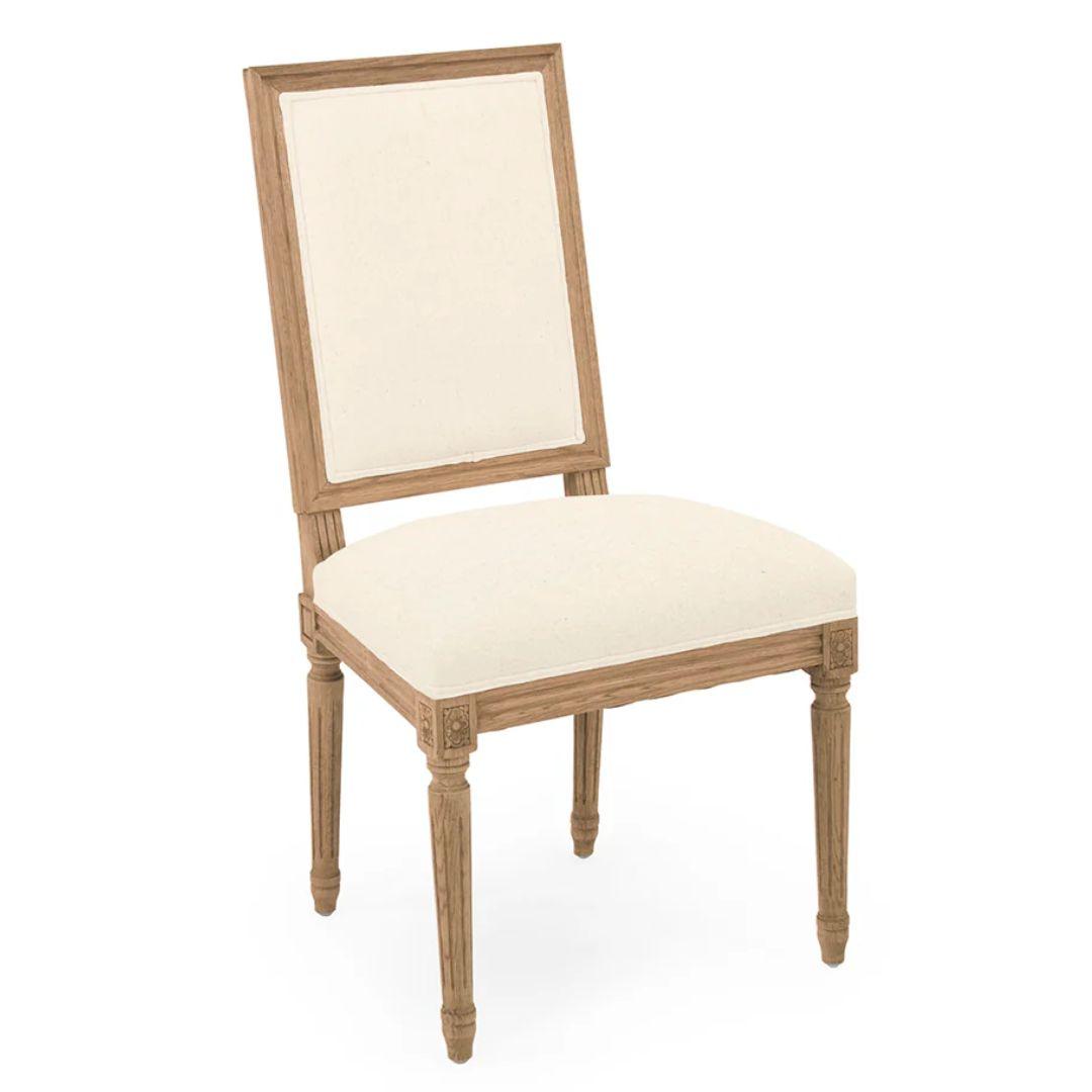 Sedie laterali bianche Louis con schienale quadrato - Coppia