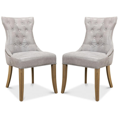 Sedie laterali in pelle grigia Madeleine