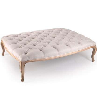 Pouf trapuntato in lino naturale Maison