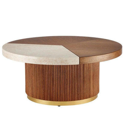 Tavolino da caffè con base in ottone e marmo