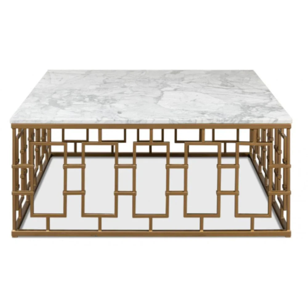 Tavolino da cocktail in marmo italiano con cancello in ottone