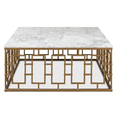 Tavolino da cocktail in marmo italiano con cancello in ottone