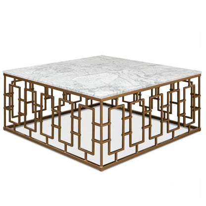 Tavolino da cocktail in marmo italiano con cancello in ottone