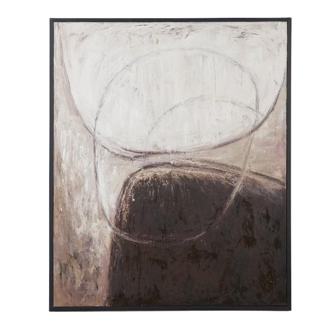 Pittura a olio astratta bianca marrone tela arte murale