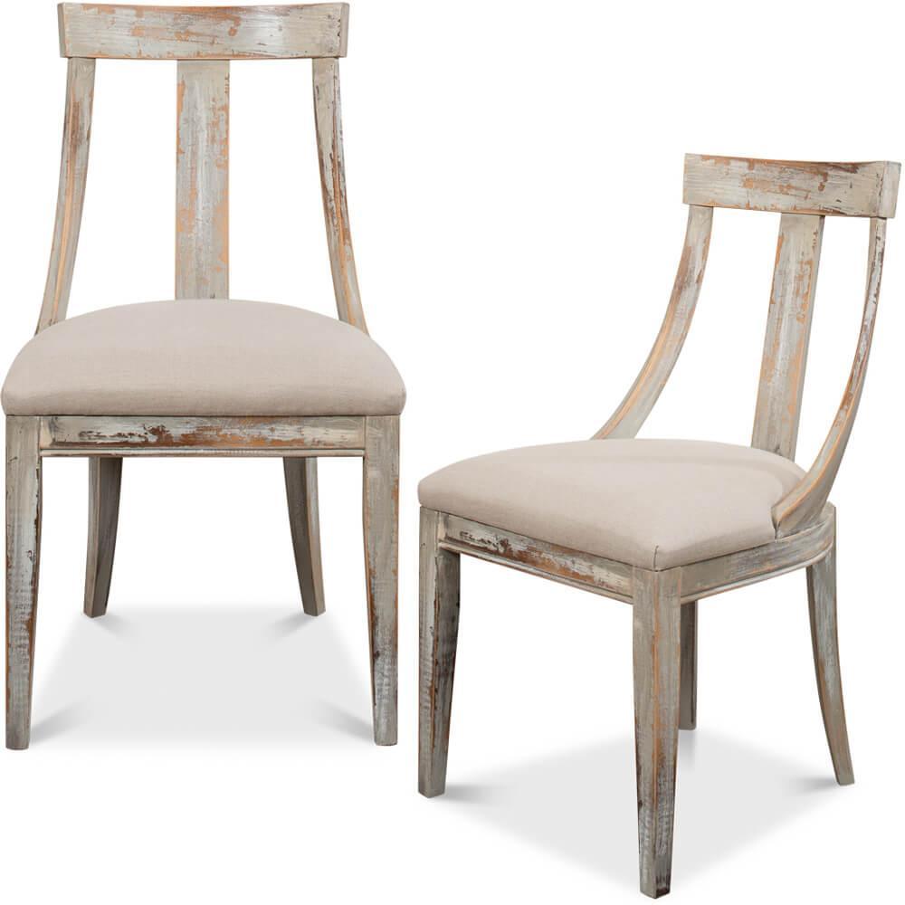 Poltrone con braccioli inclinate in stile fattoria moderna, colore grigio