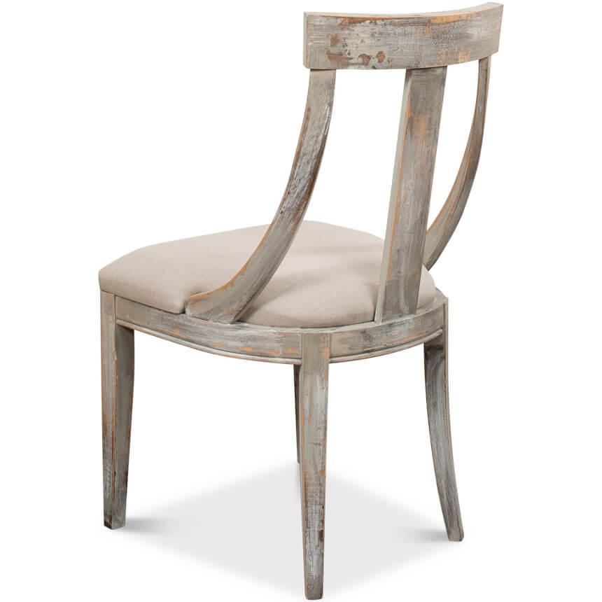 Poltrone con braccioli inclinate in stile fattoria moderna, colore grigio