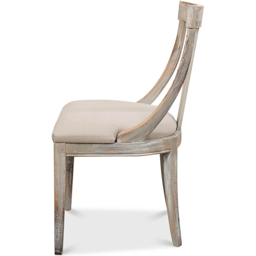 Poltrone con braccioli inclinate in stile fattoria moderna, colore grigio