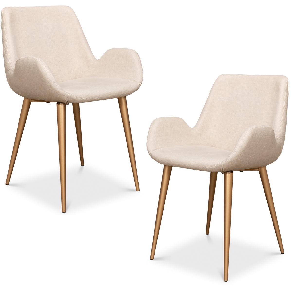 Sedie moderne in oro e lino - Set