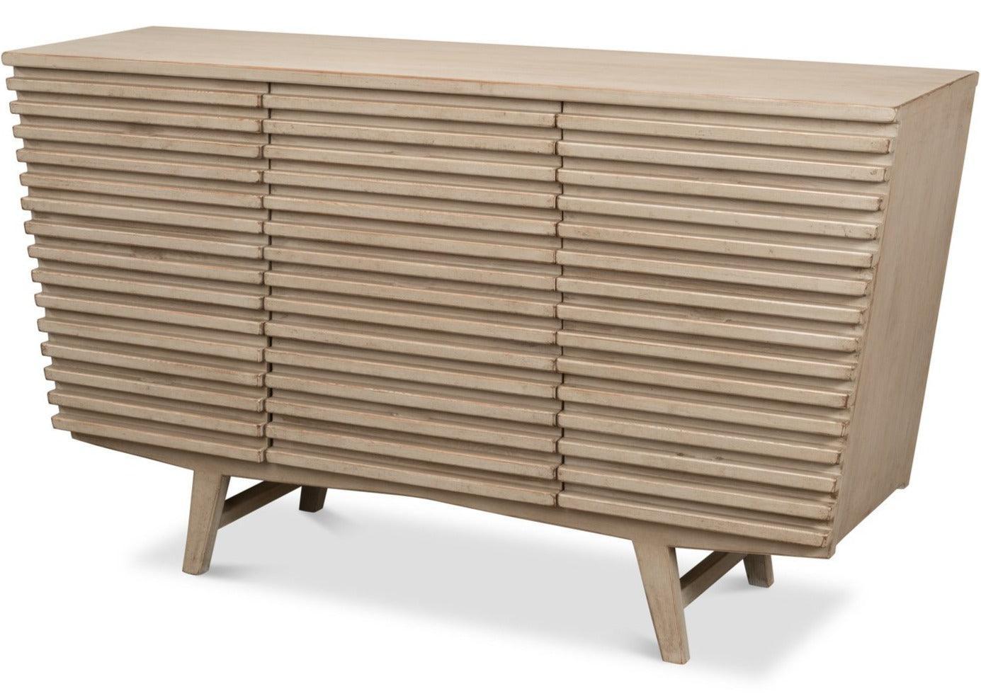 Credenza moderna a coste grigio pietra 