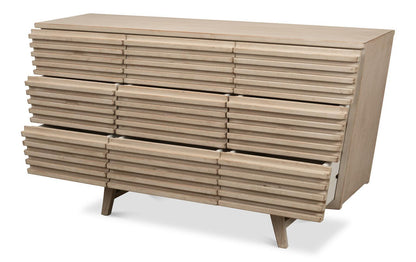Credenza moderna a coste grigio pietra 