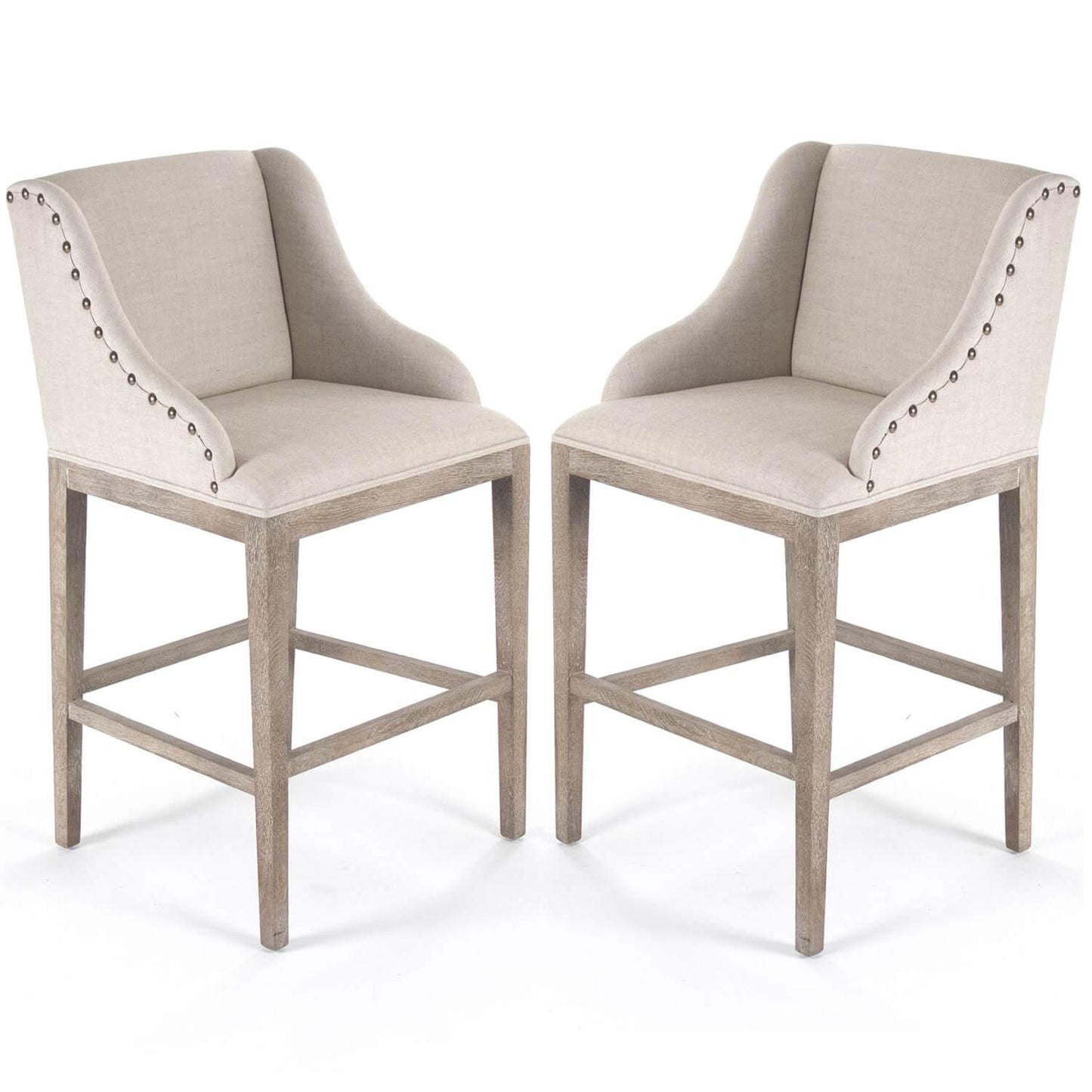 Sgabelli da bar in lino con chiodi