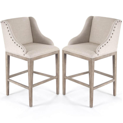 Sgabelli da bar in lino con chiodi