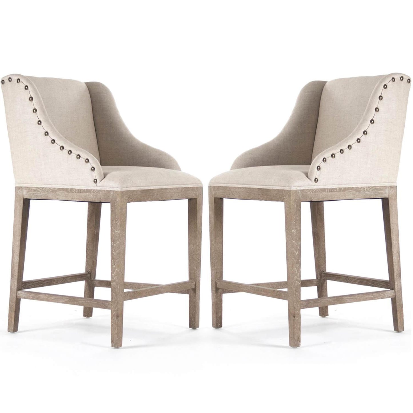 Sgabelli da bar in lino con chiodi